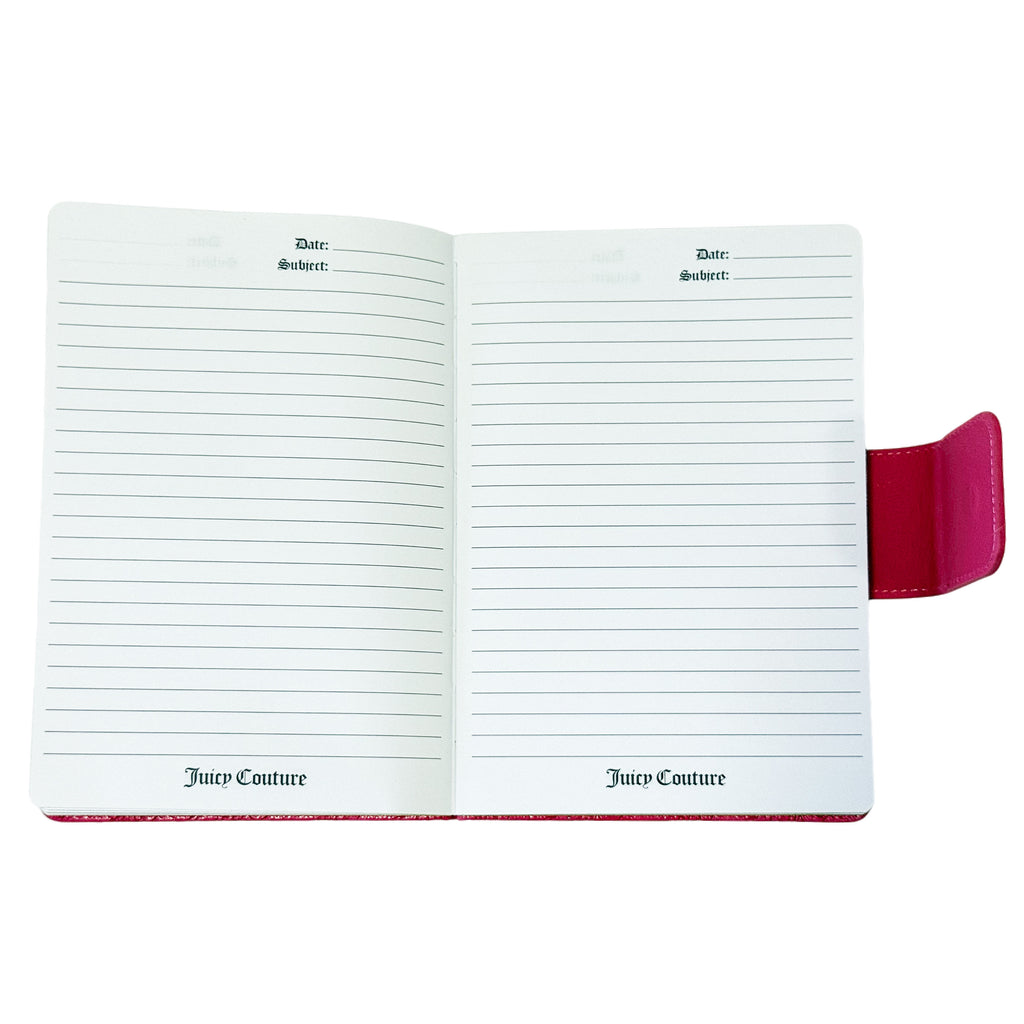Juicy Couture Faux Leather Journal with Snap Closure & Heart Pen