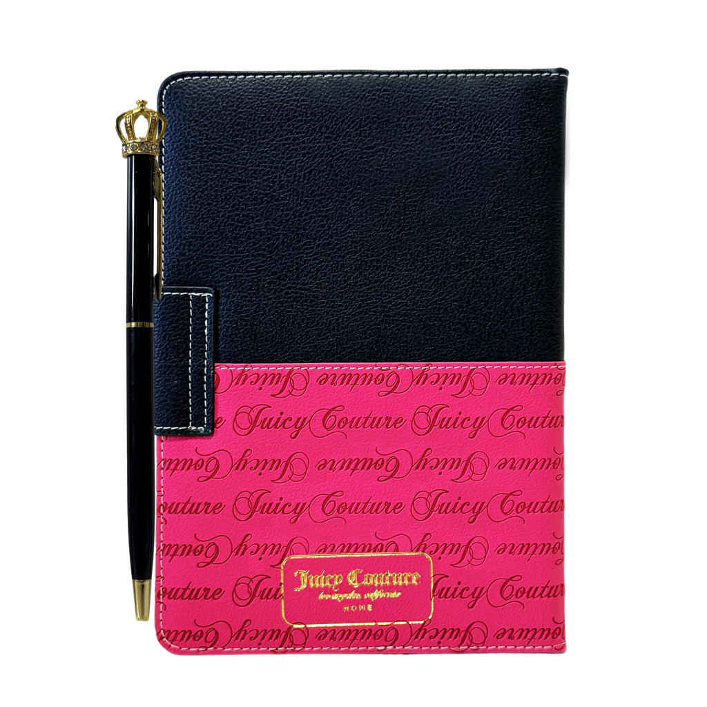 Juicy Couture Faux Leather Journal with Snap Closure & Crown Pen