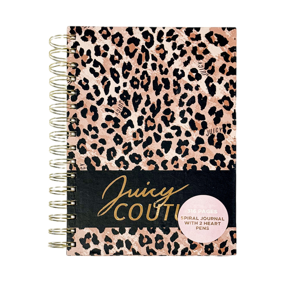 Juicy Couture Cheetah Print Spiral Notebook with 2 Heart Pens