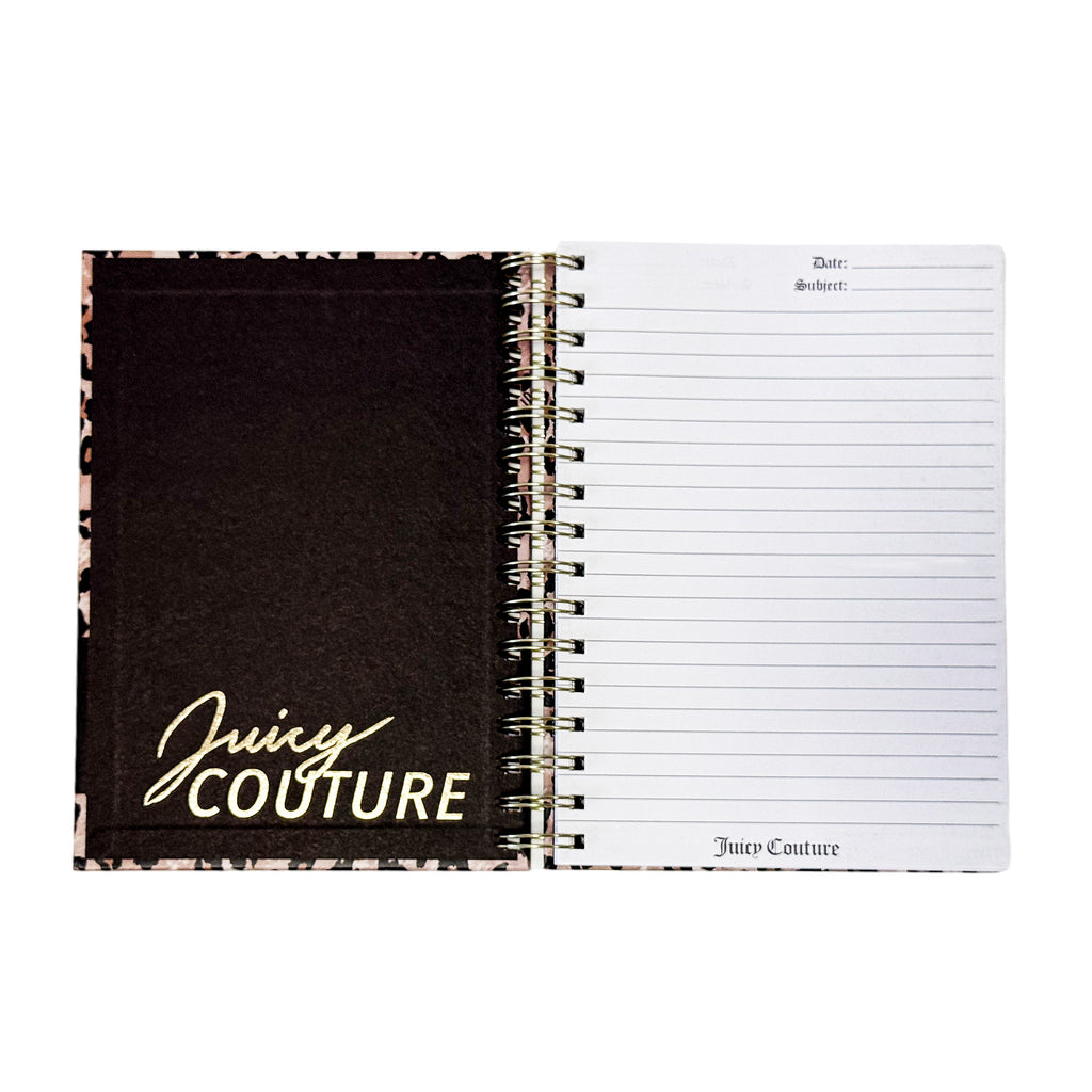 Juicy Couture Cheetah Print Spiral Notebook with 2 Heart Pens