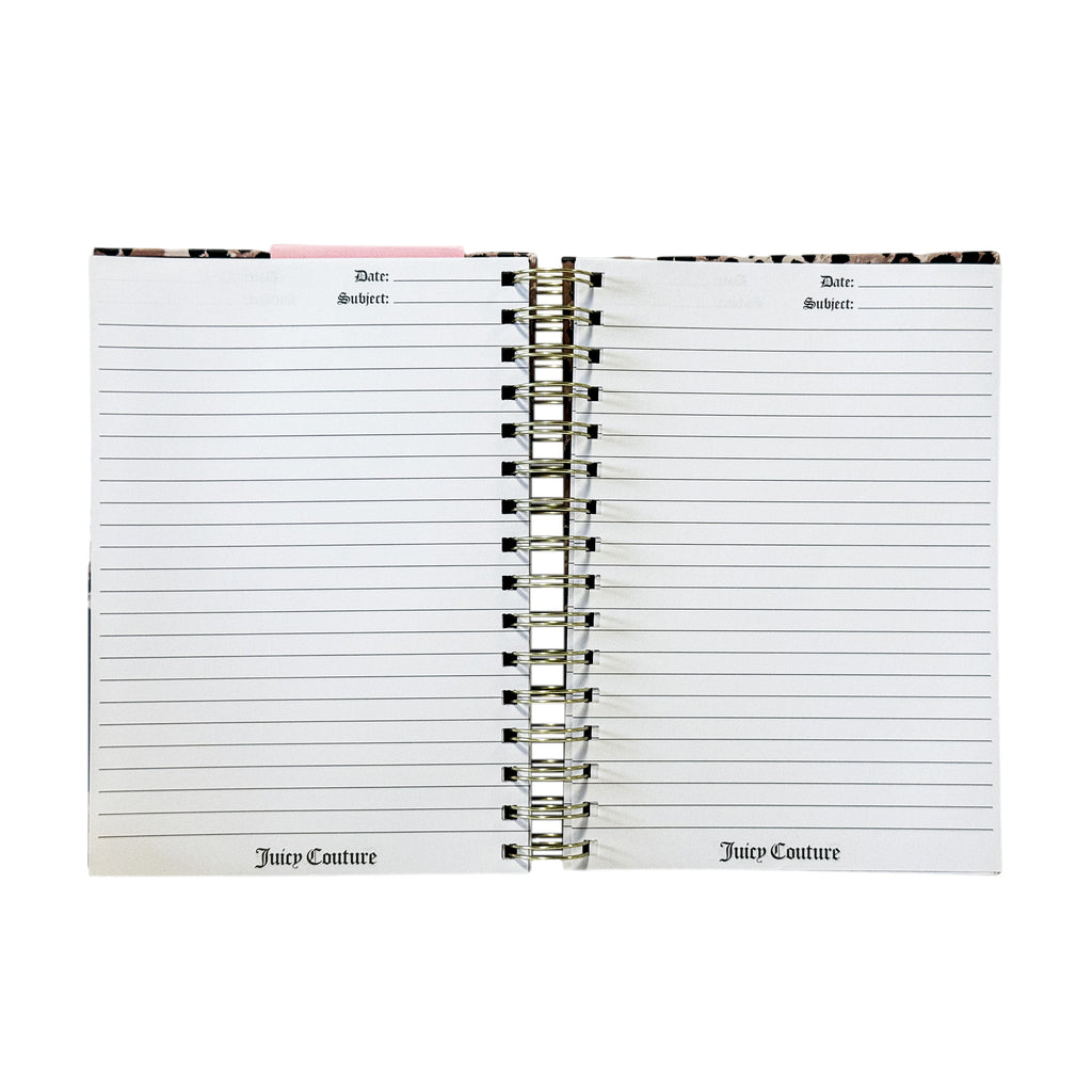 Juicy Couture Cheetah Print Spiral Notebook with 2 Heart Pens