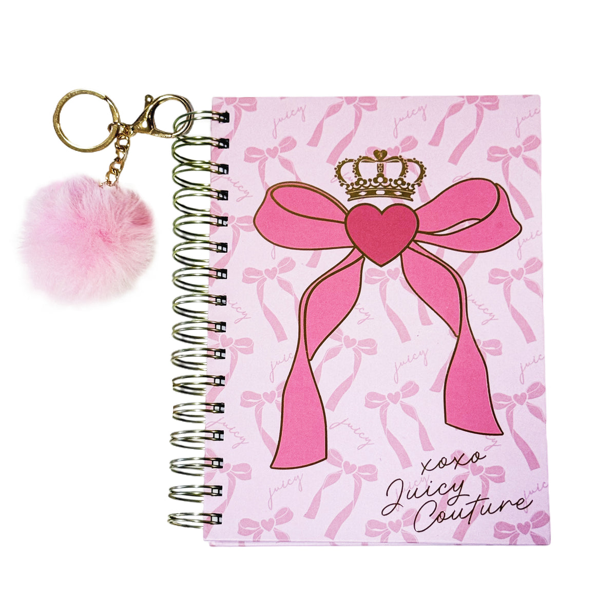 Juicy Couture Bow Spiral Notebook with Pom Keychain