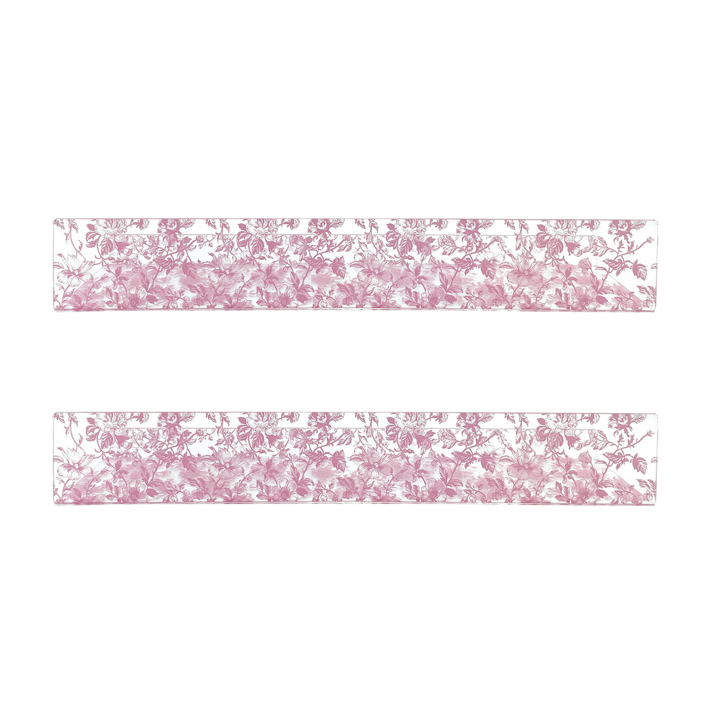 20” Pink Toile Acrylic Floating Wall Shelves, Set of 2
