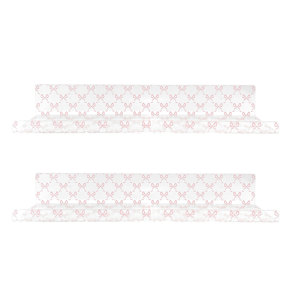 20” Pink Bow Acrylic Floating Wall Shelves, Set of 2