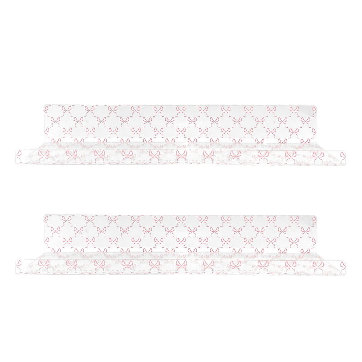 20” Pink Bow Acrylic Floating Wall Shelves, Set of 2