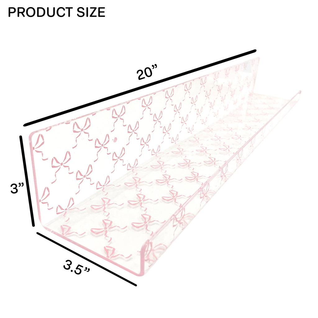 20” Pink Bow Acrylic Floating Wall Shelves, Set of 2