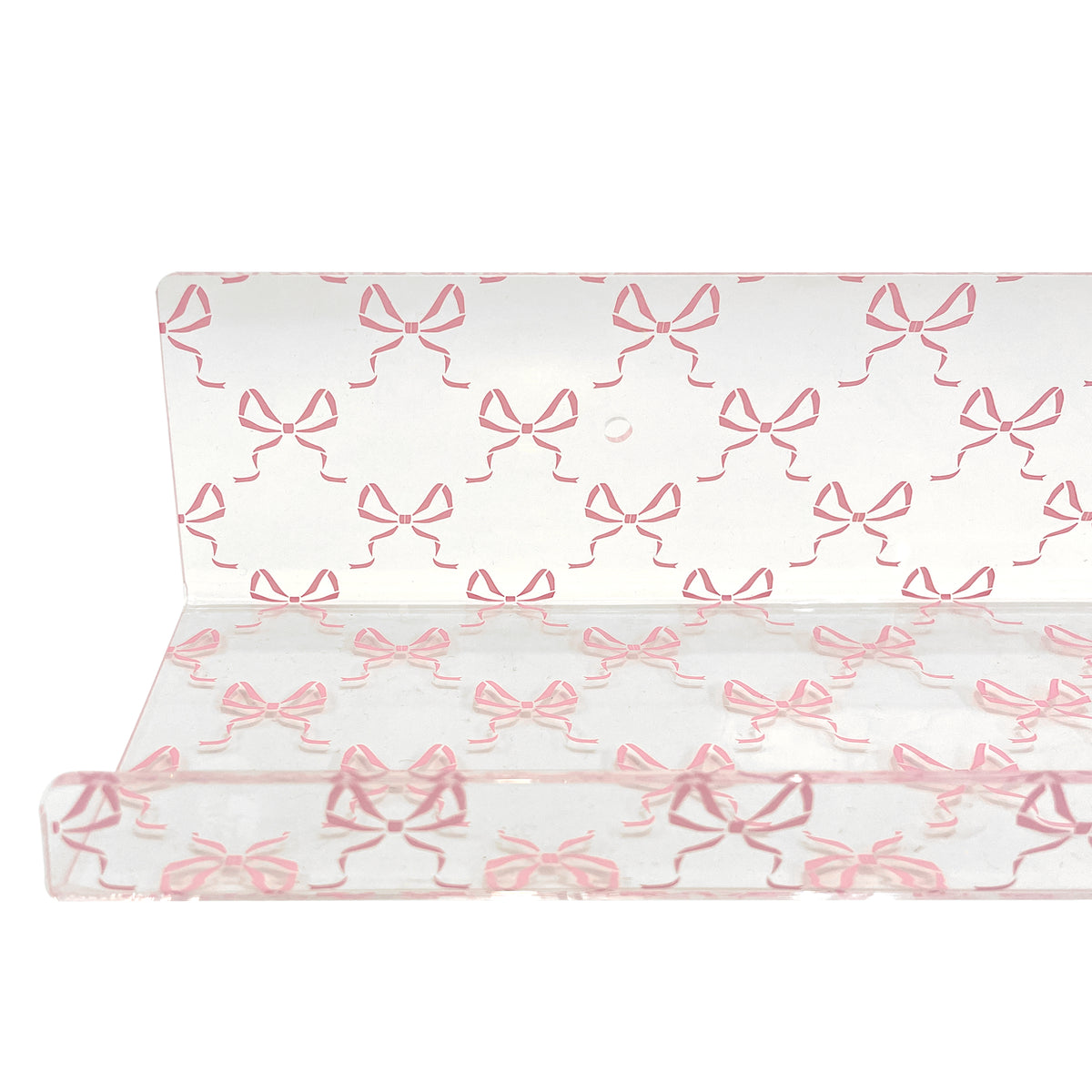 20” Pink Bow Acrylic Floating Wall Shelves, Set of 2