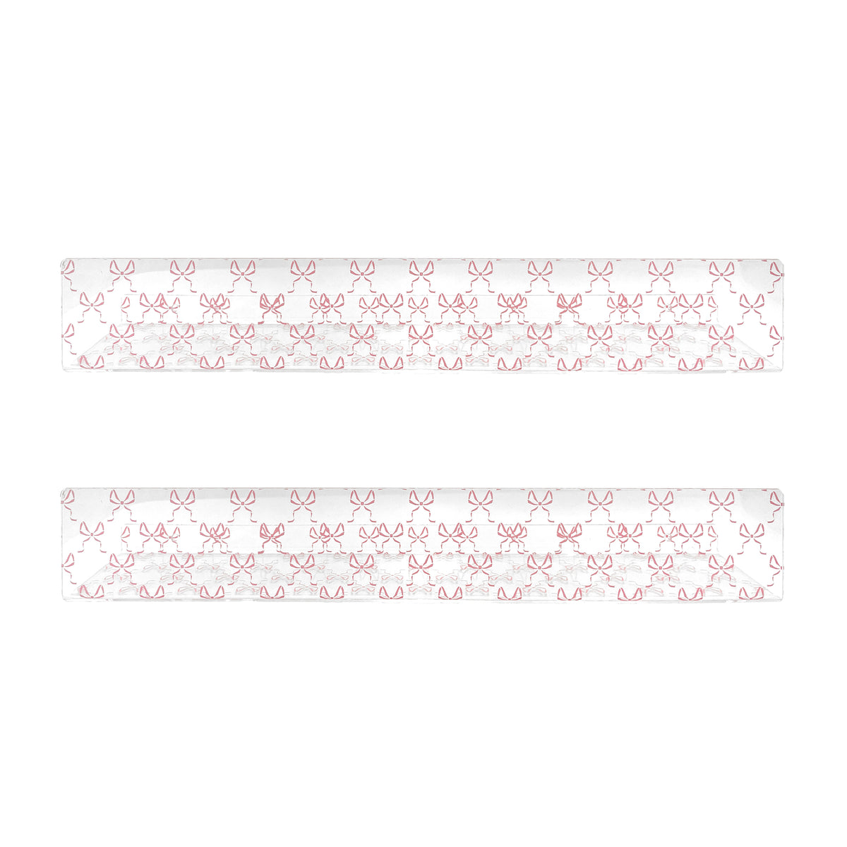 20” Pink Bow Acrylic Floating Wall Shelves, Set of 2