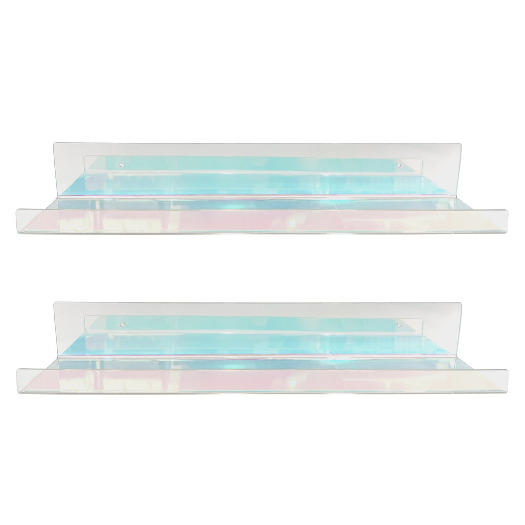 20” Iridescent Acrylic Floating Wall Shelves, Set of 2