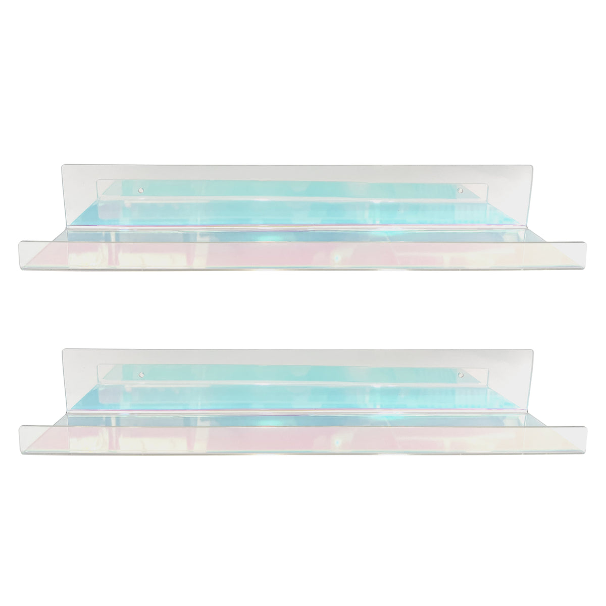 20” Iridescent Acrylic Floating Wall Shelves, Set of 2