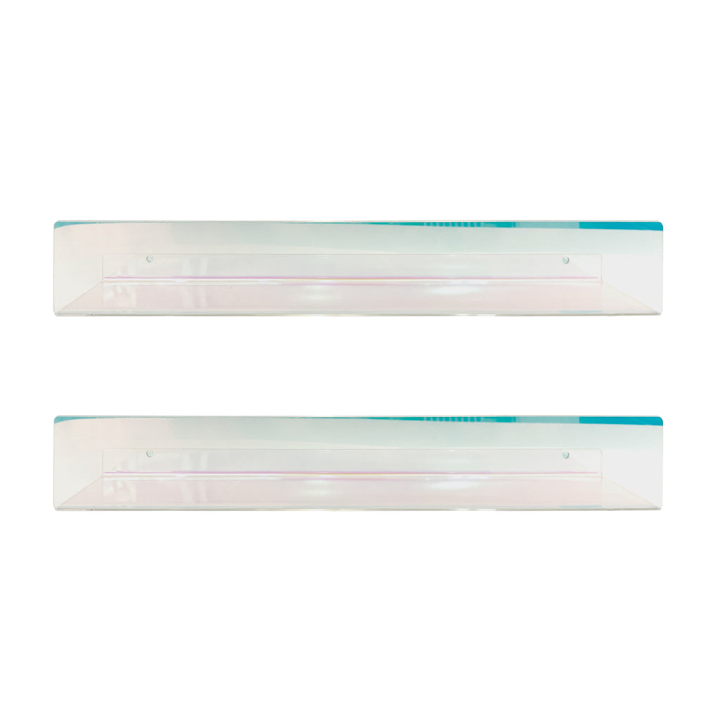 20” Iridescent Acrylic Floating Wall Shelves, Set of 2