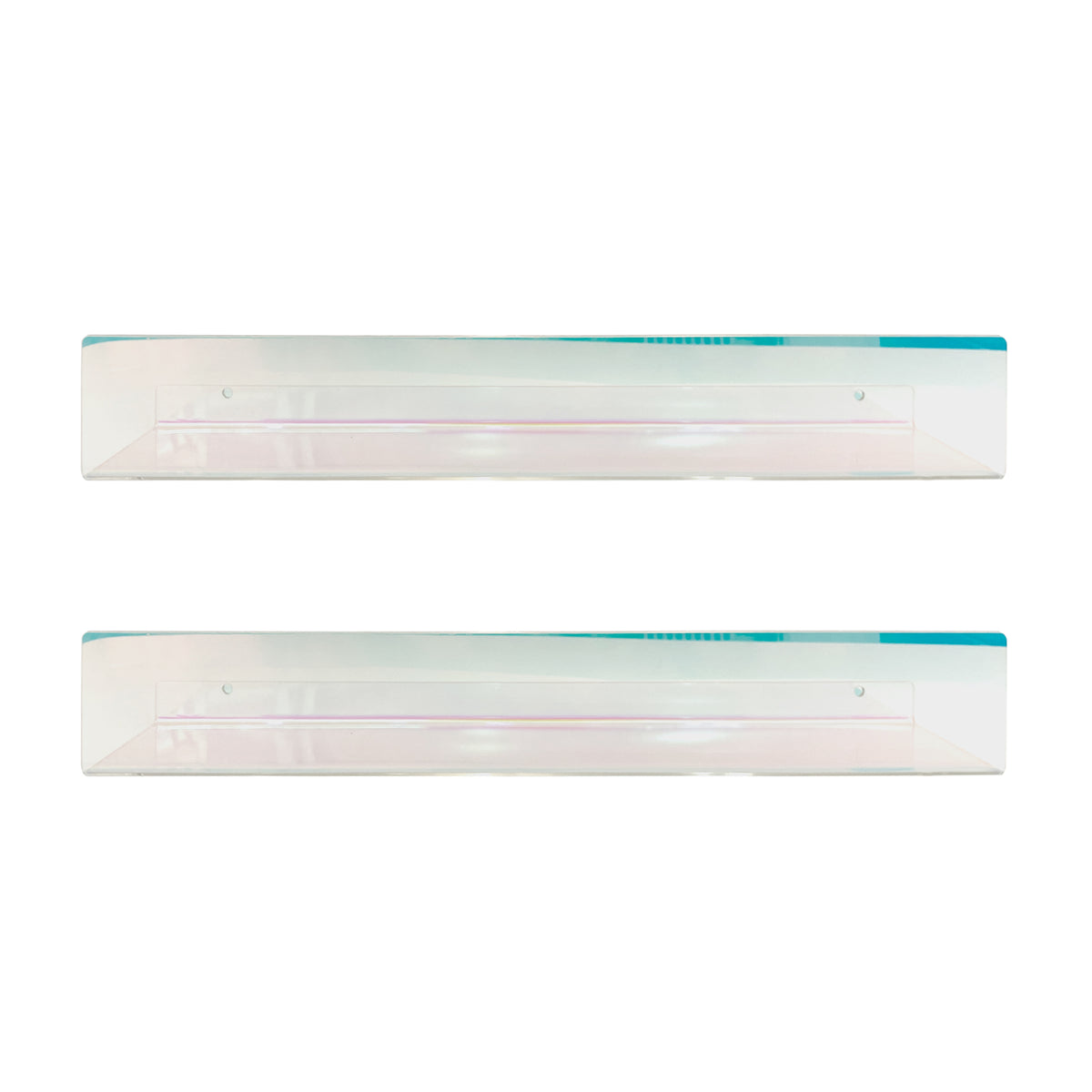 20” Iridescent Acrylic Floating Wall Shelves, Set of 2