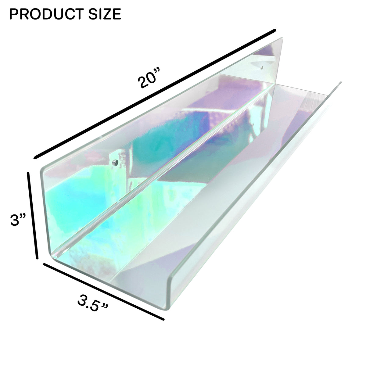 20” Iridescent Acrylic Floating Wall Shelves, Set of 2